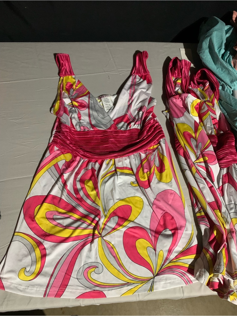 Vibrant Pink & Yellow Swirl Print Dress